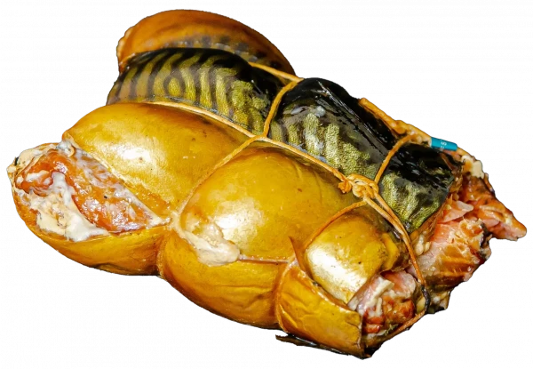 Рулет скумбрія з лососем "черепашка" гарячого копчення